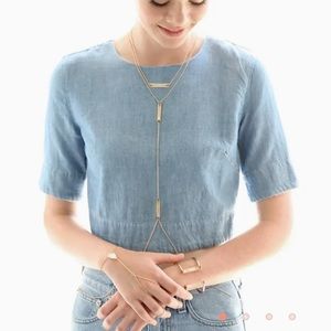 Kendra Scott James rose gold and brown mother of pearl body chain